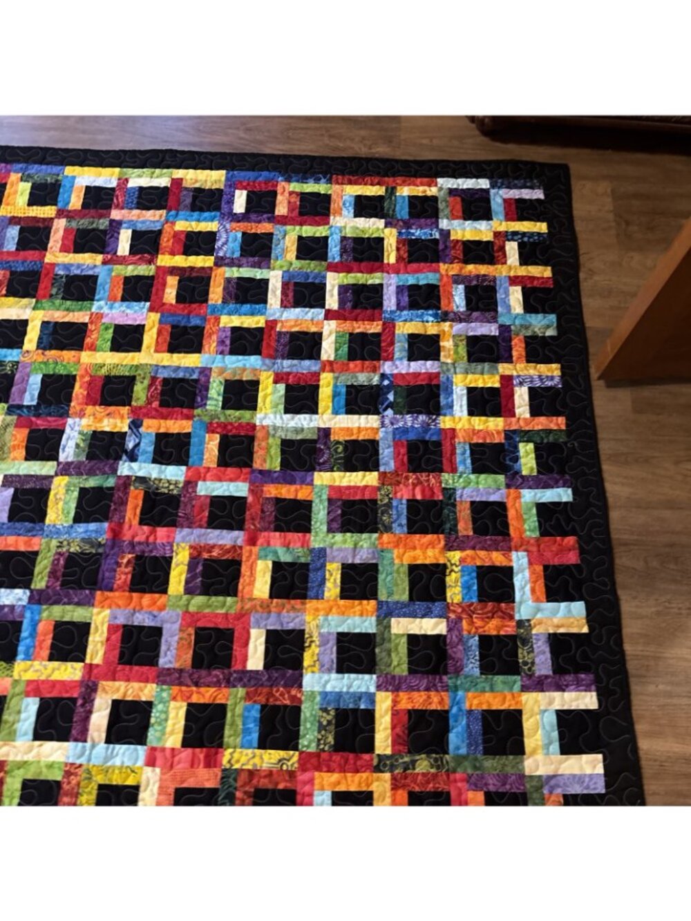 Modern Black & Multicolored Quilt Reversible Inspiring Messages  Size 67 X 67 - Picture 3 of 9